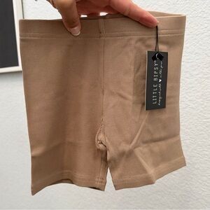 Little Bipsy Ribbed Taupe Biker Shorts